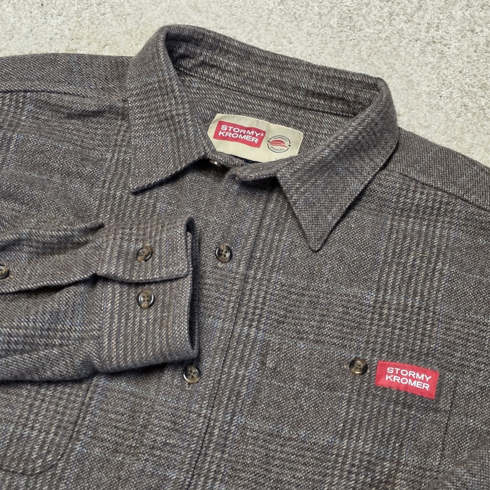 Stormy Kromer "The Wool" Shirt Slate Plaid Wool-Blend XL Lumberjack Outdoors